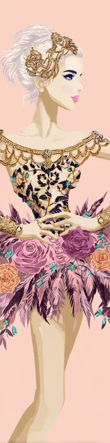 Free unique bookmark featuring a woman in a pretty fashion dress